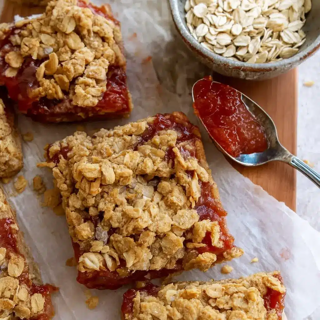 Healthy peanut butter and jelly oat bar.